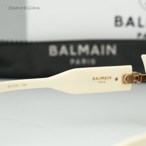 Balmain Men Sunglasses Bone Gold Brown Rectangle ADMIRABLE BPS-130C-52 NEW - Picture 6 of 13